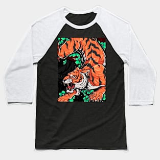 tigre  agresivo con flores Baseball T-Shirt